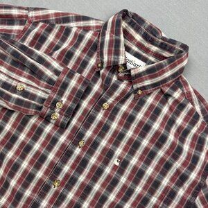 Carhartt Men Shirt Medium Relaxed Fit Long Sleeve Button Up Plaid Red S218 PRT